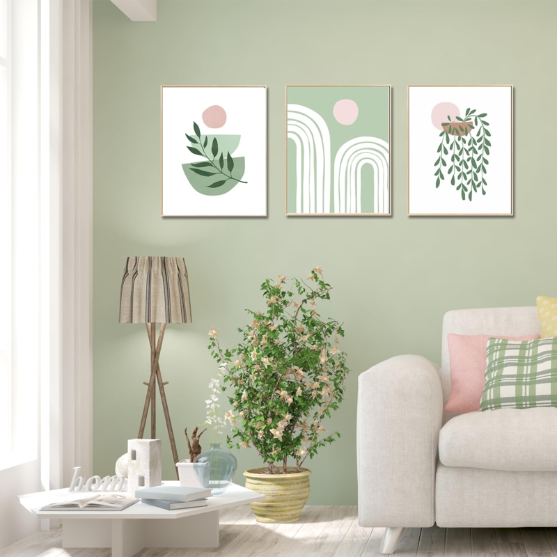 Boho Chic Wall Art Set: Botanical Prints and Abstract Geometry