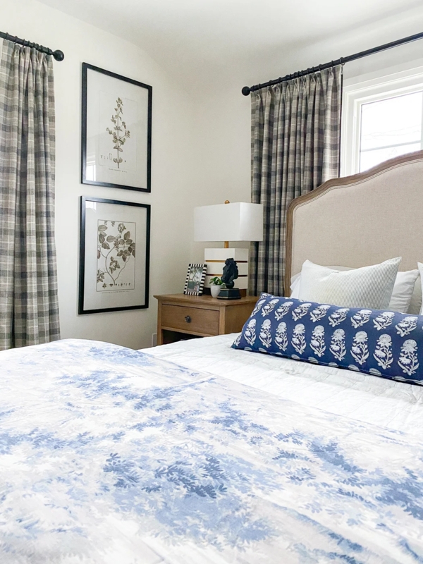 Botanical Bedroom: Camelback Headboard with Stacked Art