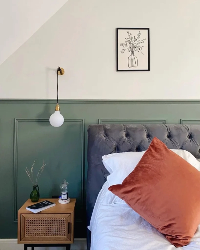 Brass Pendant Light Globe Bulb Two-Tone Wall Cane Nightstand