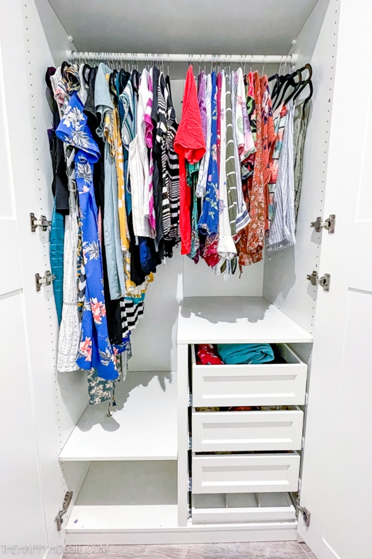 Bright White Modular Closet System with Recessed Drawers