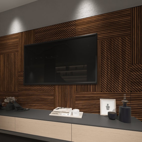 Charcoal Wall Paneling Dark Wood Slat Minimalist