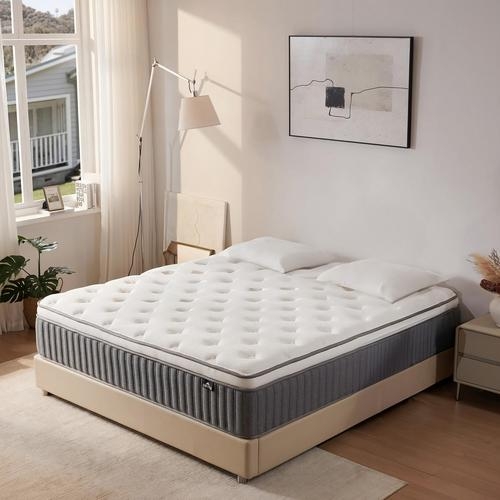 Comfortable Quilted Knit Top Mattress Charcoal Grey Border 12 Inch King