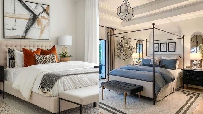 Comparison of Canopy Bed and Tufted Headboard Bedroom Designs