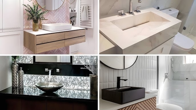 Contemporary Vessel Sink Ideas with Patterned Backsplashes