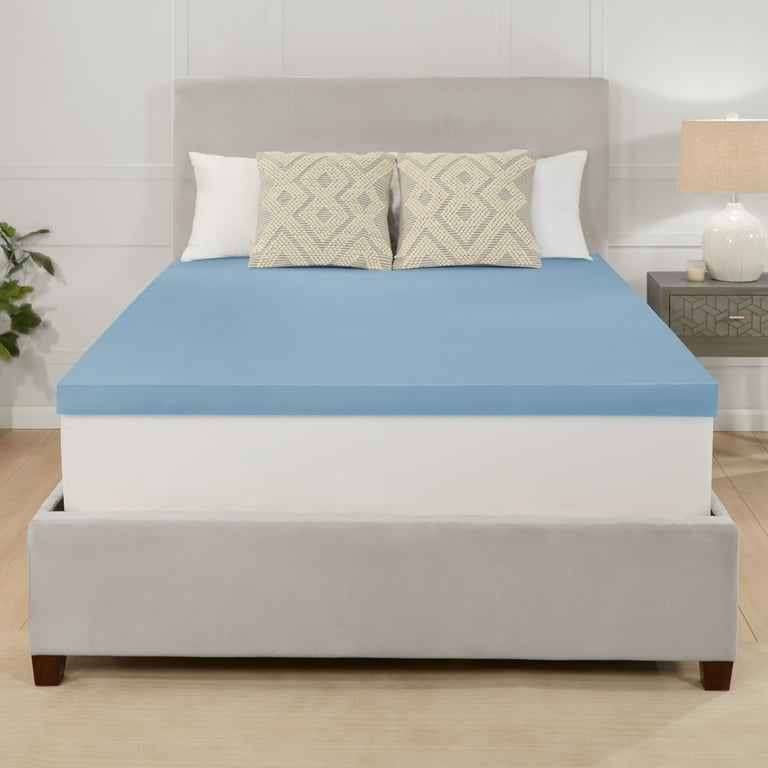Convoluted Foam Mattress Topper, Egg Crate Design, Blue