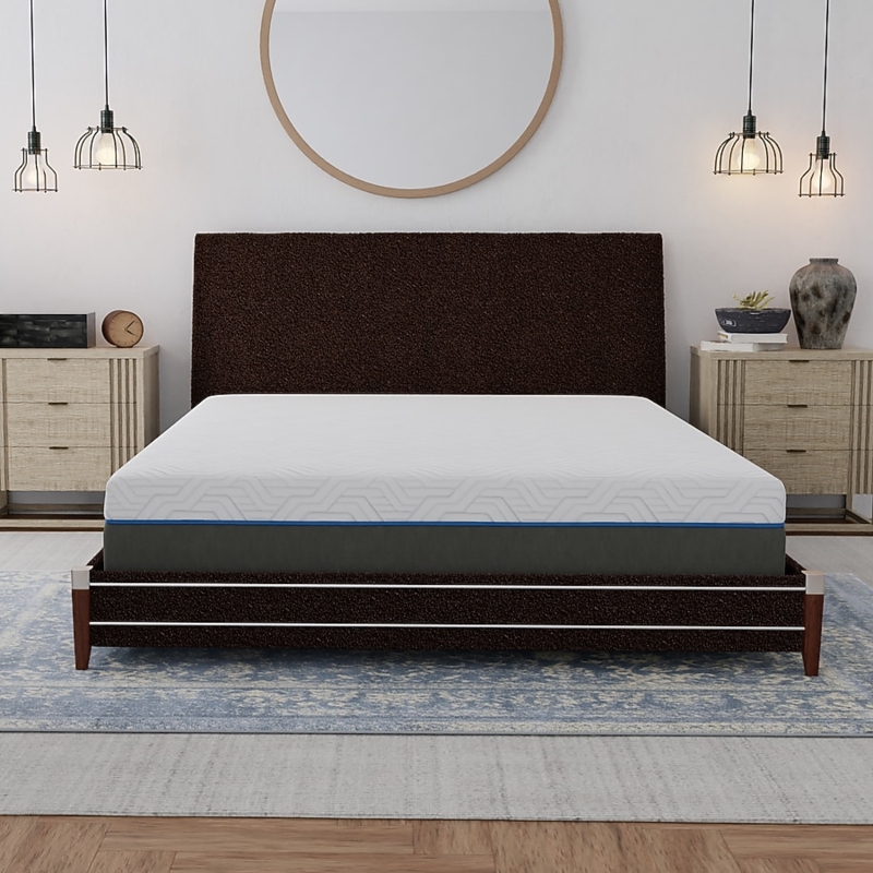 Cooling Gel Memory Foam Mattress, Visible Lavender Grid Layer, 12 Inch.