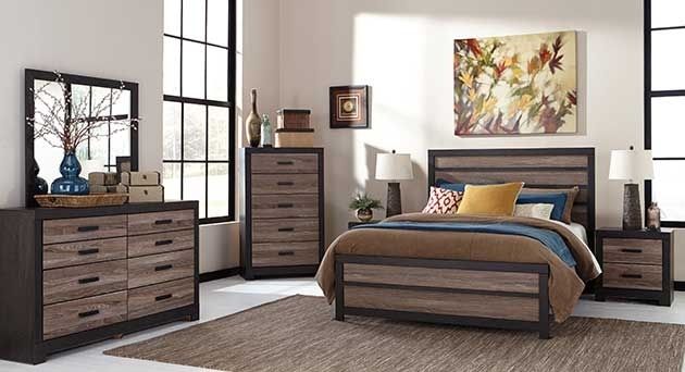 Coordinated Wood Bedroom Set with Contrasting Hardware