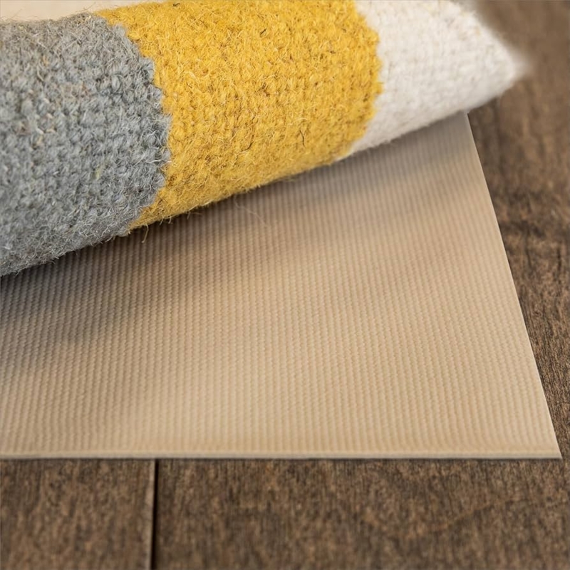 Cream Cushioned Mesh Rug Pad, Breathable Open Weave Non-Slip Grid