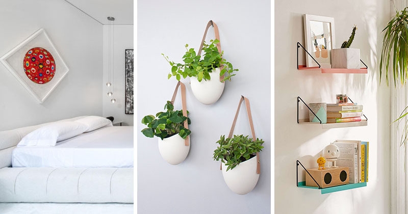Creative Bedroom Wall Decor Ideas with Planters and Floating Shelves