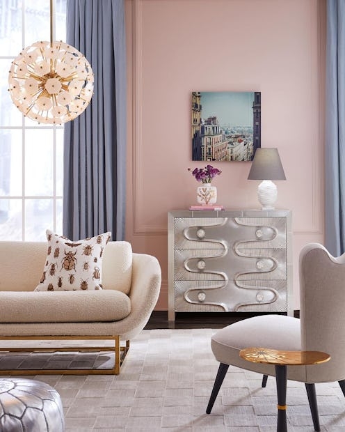 Curved Sofa Boucle Styling Metallic Wavy Front Dresser