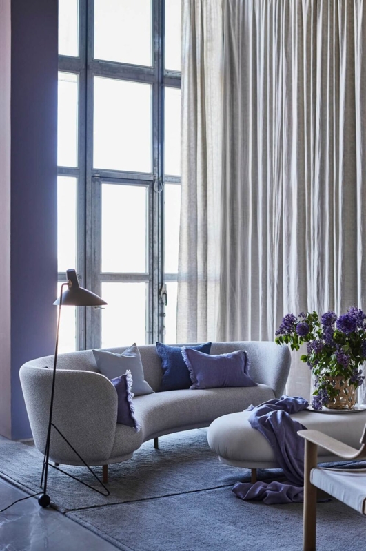 Curved Sofa Living Room Layout Industrial Window Backdrop