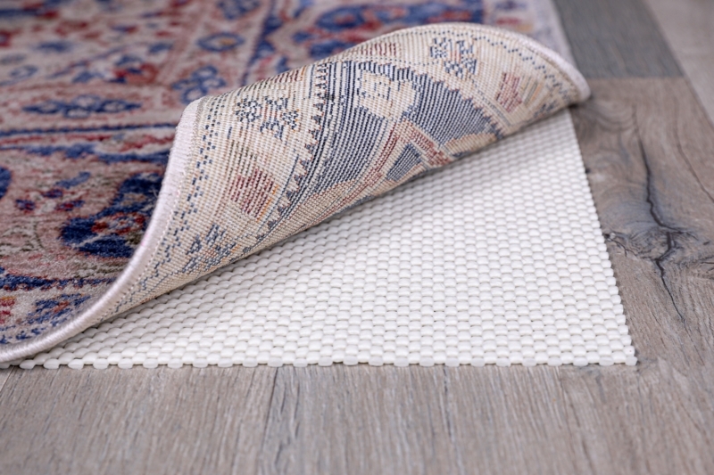 Cushioned Rug Pad Grid Texture Open Weave Cream Gripper