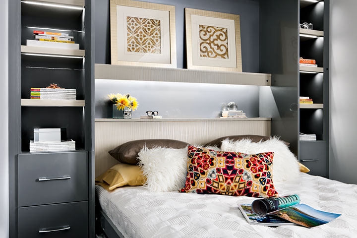 Custom Murphy Bed with Integrated LED Lighting and Storage