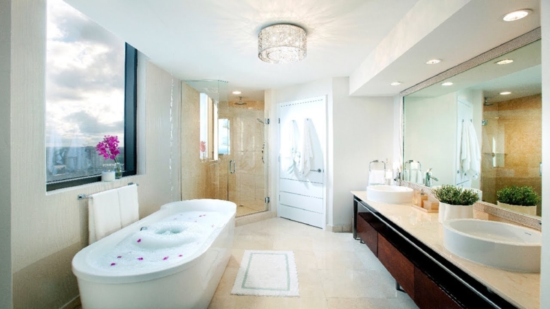 Decorative Crystal Flush Mount Light in Luxury Bathroom