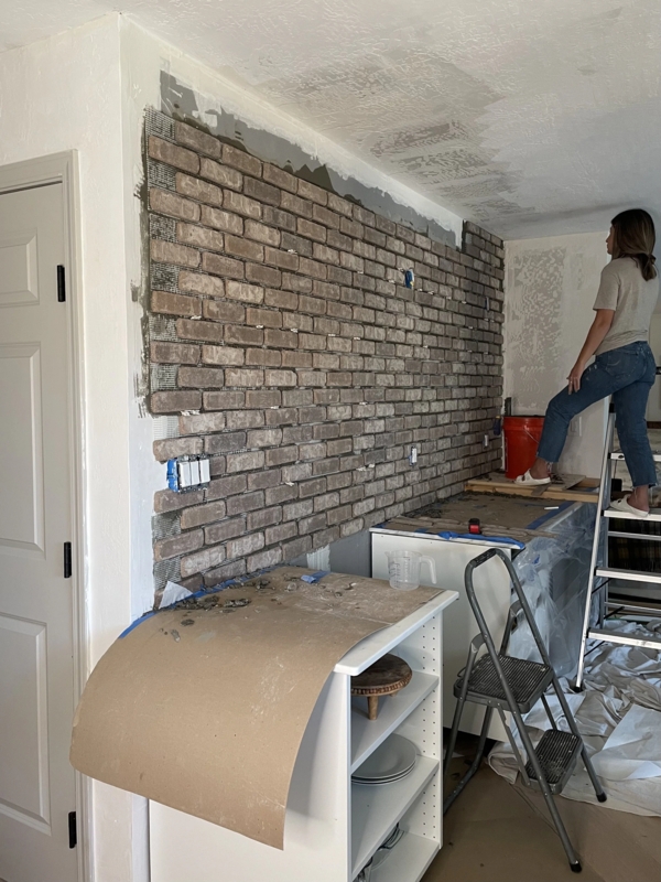 DIY Renovation Scene: Installing Multi-Toned Thin Brick Veneers