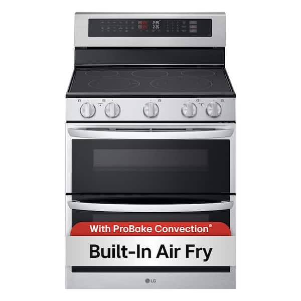 Double Oven Range Brushed Finish Smooth Top Freestanding Design