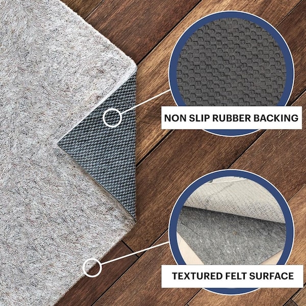 Dual Surface Rug Pad Pebbled Texture Non-Slip Backing