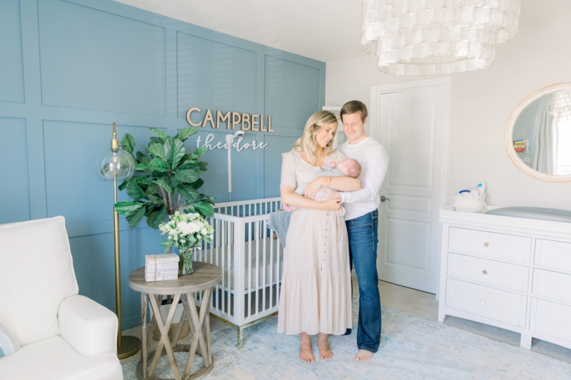 Dusty Blue Board and Batten Nursery with White Spindle Crib