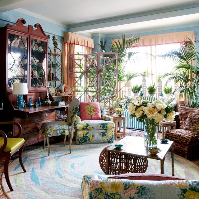 Eclectic Living Room Styling With Antique Secretary Desk