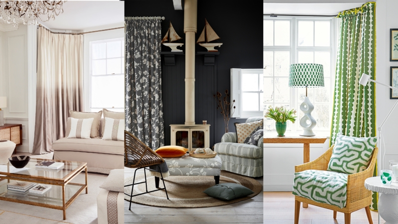 Eclectic Living Room with Ombre Dip-Dyed Curtains
