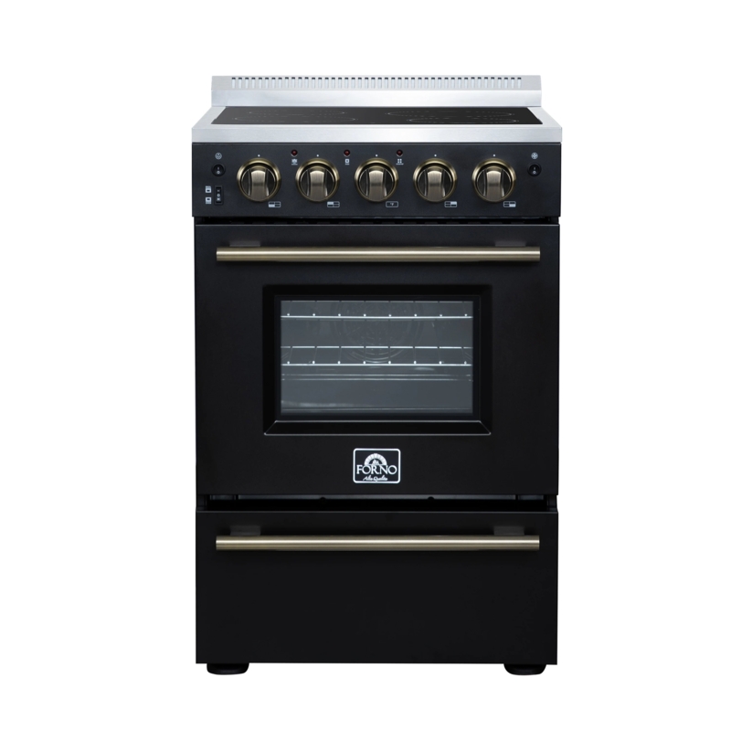 Electric Range All Black Finish with Glass Cooktop, Sleek Minimalist