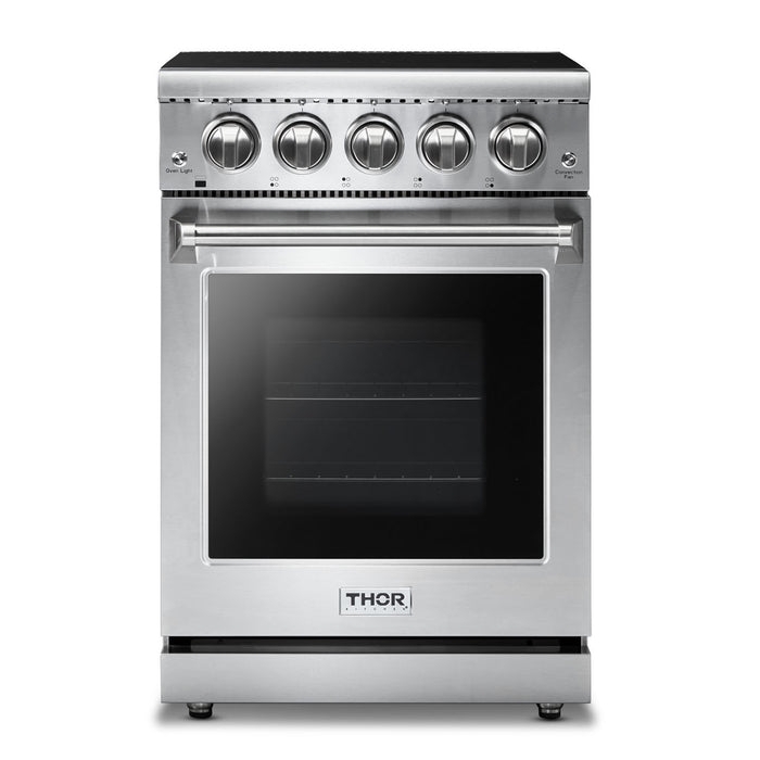 Electric Range: Blue Porcelain Interior, Stainless Steel, Smooth Top