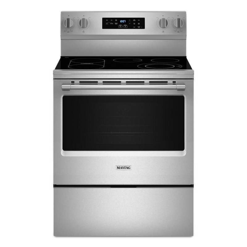 Electric Range Front Controls Smooth Glass Top Brushed Finish Sleek