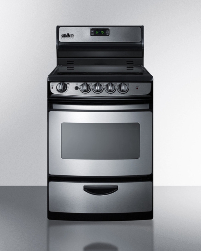 Electric Range Front Controls with Coil Burners, Professional Silver