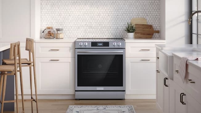 Electric Range Slide-In Glass Cooktop Minimalist Kitchen Integration
