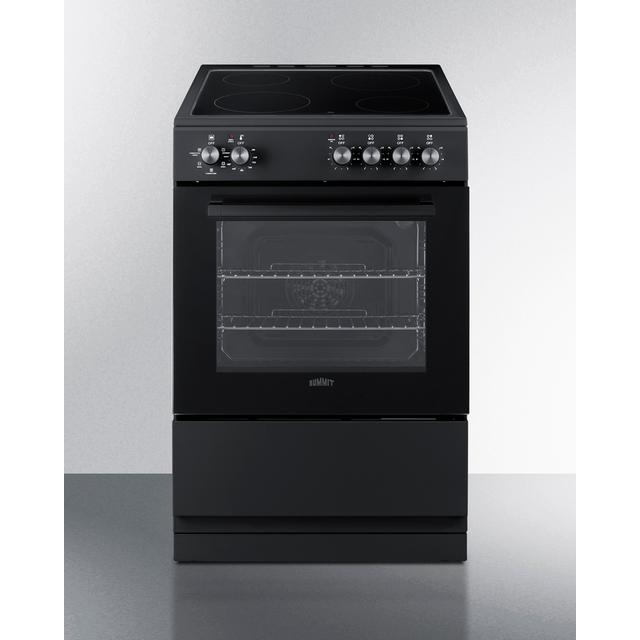 Electric Range Smooth Top Cooktop, Solid Black Minimalist Design