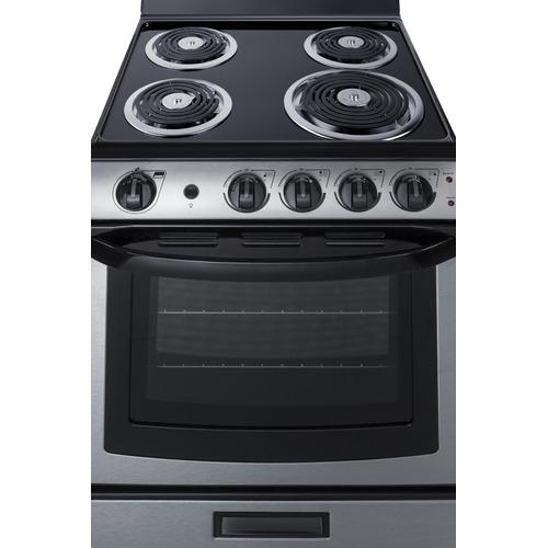 Electric Range Stainless Steel Front with Coil Burners, Compact