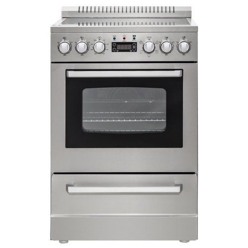 Electric Range: Towel Bar Handle, Stainless Steel, Four Coil Cooktop