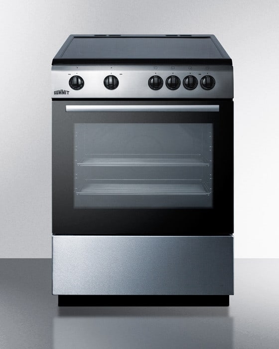 Electric Range White Finish with Ceramic Glass Cooktop and Radiant Elements