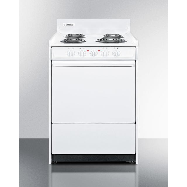 Electric Range with Coil Top, White Finish, and Front-Mounted Knobs