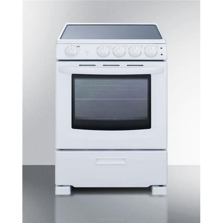 Electric Range with White Enamel Finish, Coil Burners, and Front Knobs