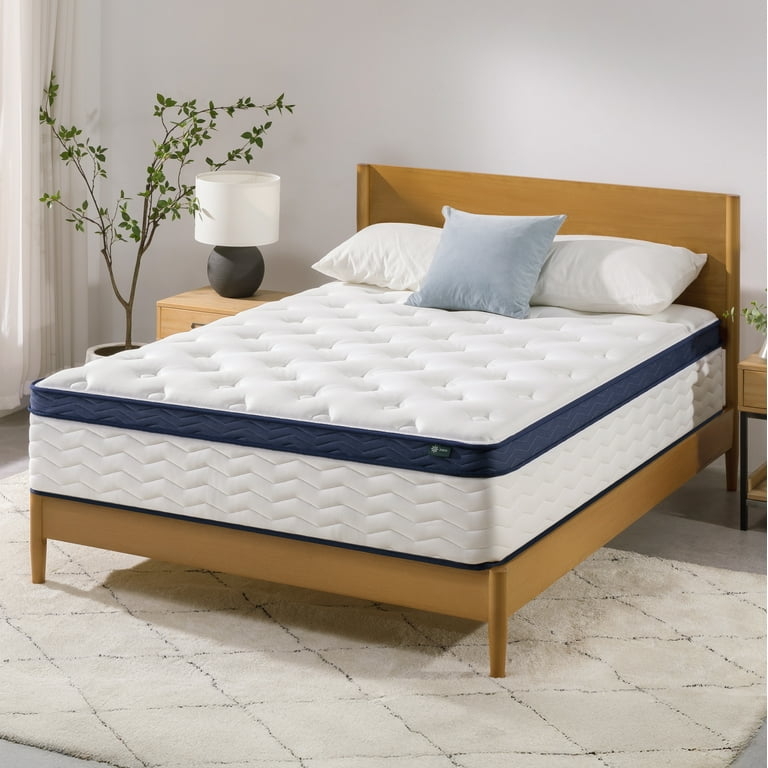 Euro Top Hybrid Mattress Styling Charcoal Textured Sides Geometric Top