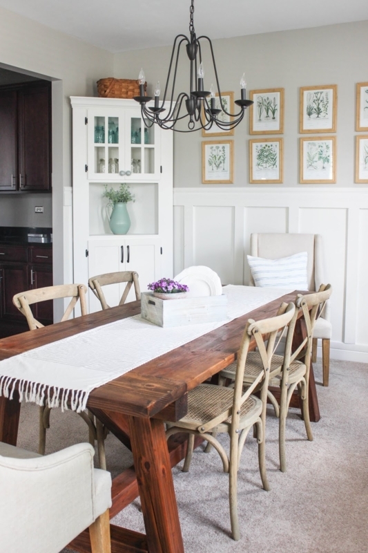 Farmhouse Dining Room with Botanical Gallery Wall