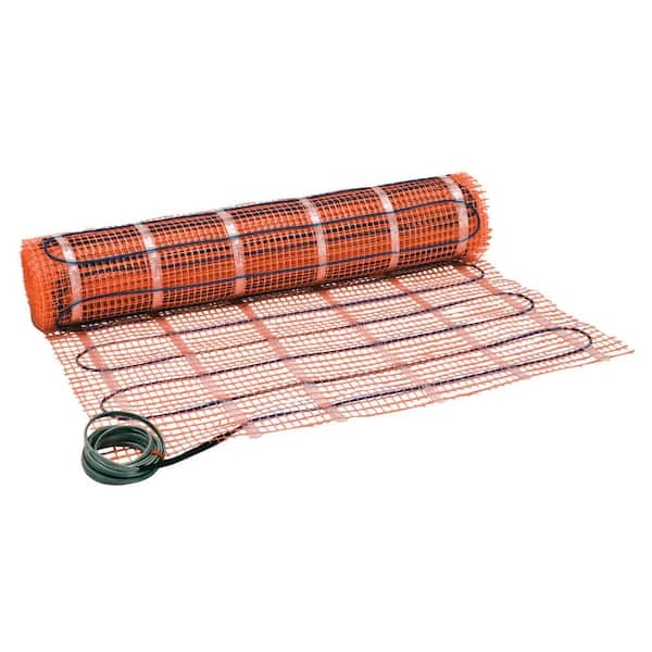 Floor Heating Mat Orange Mesh Blue Cables Low Profile Installation