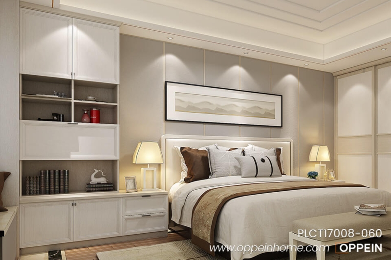 Floor-to-Ceiling Storage with Integrated Nightstand Design