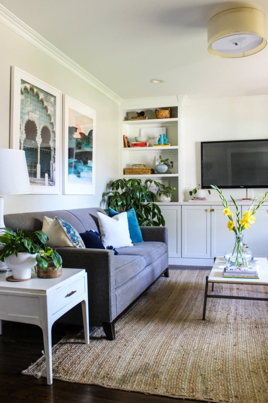 Flush Mount Ceiling Light with White Built-in Shelves