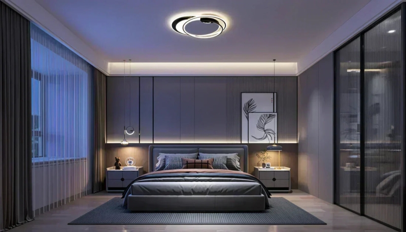 Fluted Glass Wardrobe Moody Gray Bedroom Ideas Concentric Ring Light