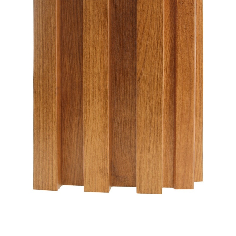 Fluted L-Shaped Wall Panel Corner Trim, Teak Finish
