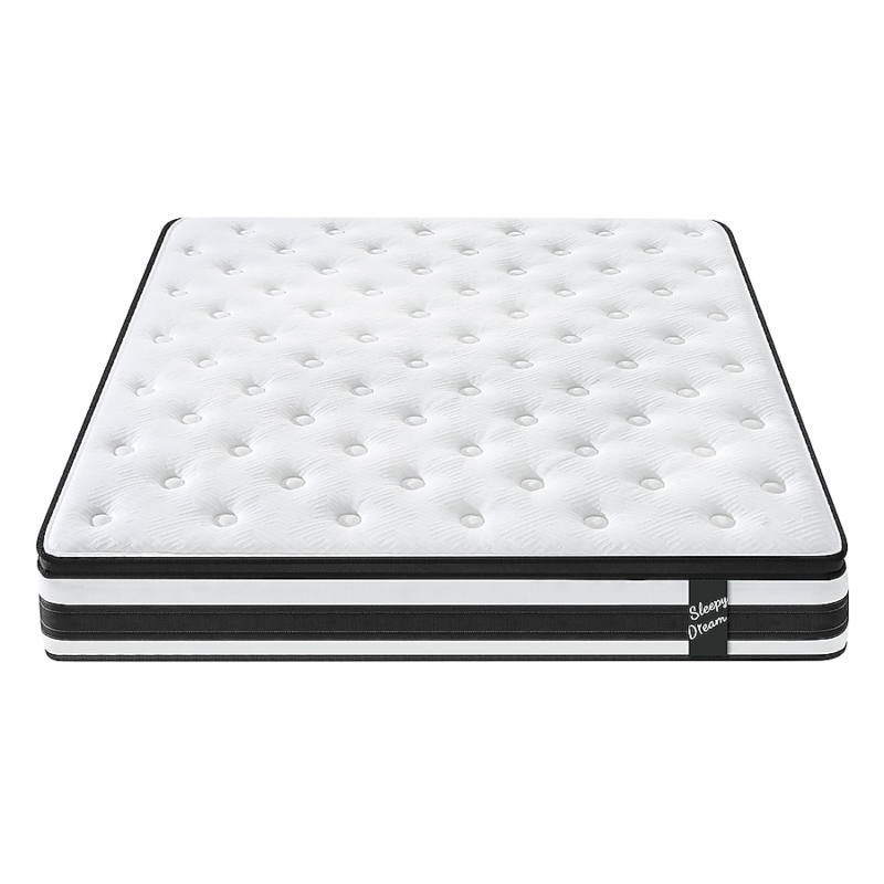 Foam Mattress with Piped Edges, 12 Inch Thick Profile, White Quilted Top.