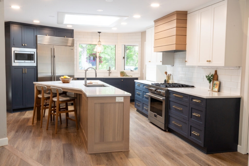 Freestanding White Kitchen Island with Wood Top for Small Spaces