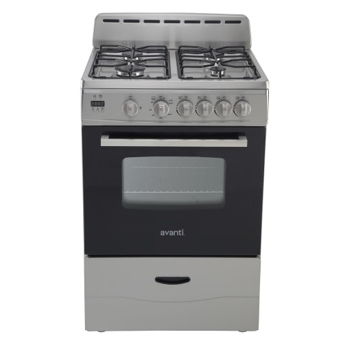 Gas Range Brushed Finish with Four Burners and Backguard, Compact