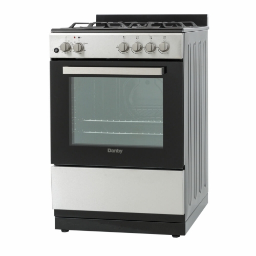 Gas Range Brushed Metal Finish with Four Burner Cooktop, Professional