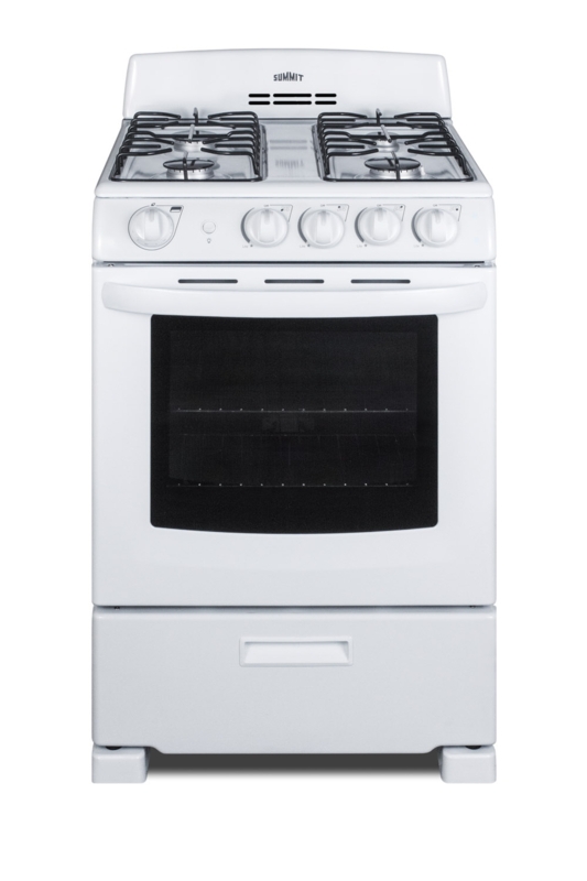 Gas Range in White Enamel Finish with Windowed Door