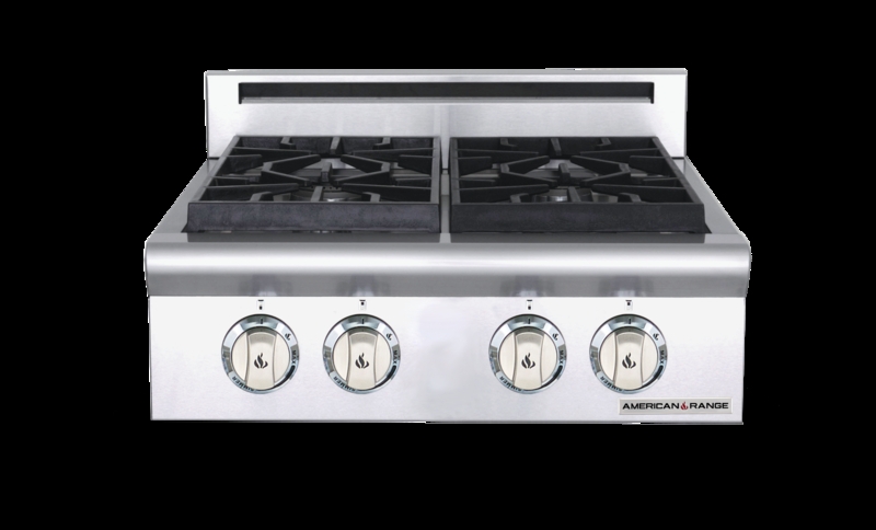 Gas Rangetop with Continuous Cast Iron Grates, Industrial Style Silver