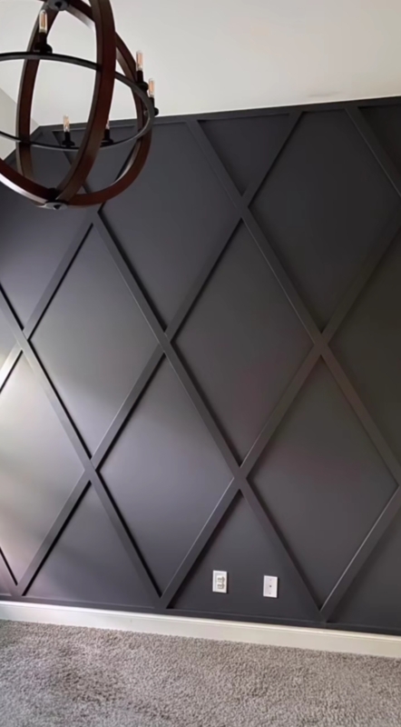 Geometric Accent Wall with Diamond Pattern Wall Moulding
