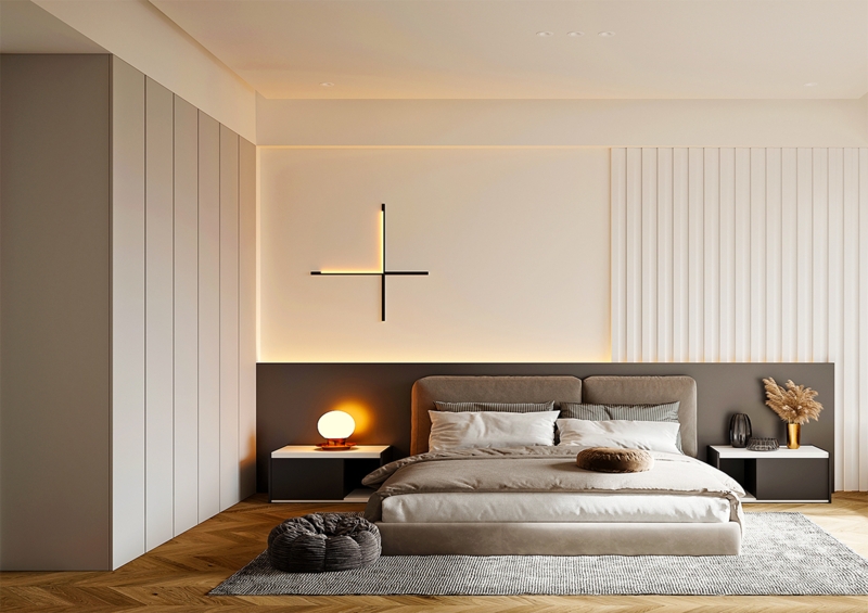 Geometric Wall Light Cross Design Ribbed Paneling Backlit